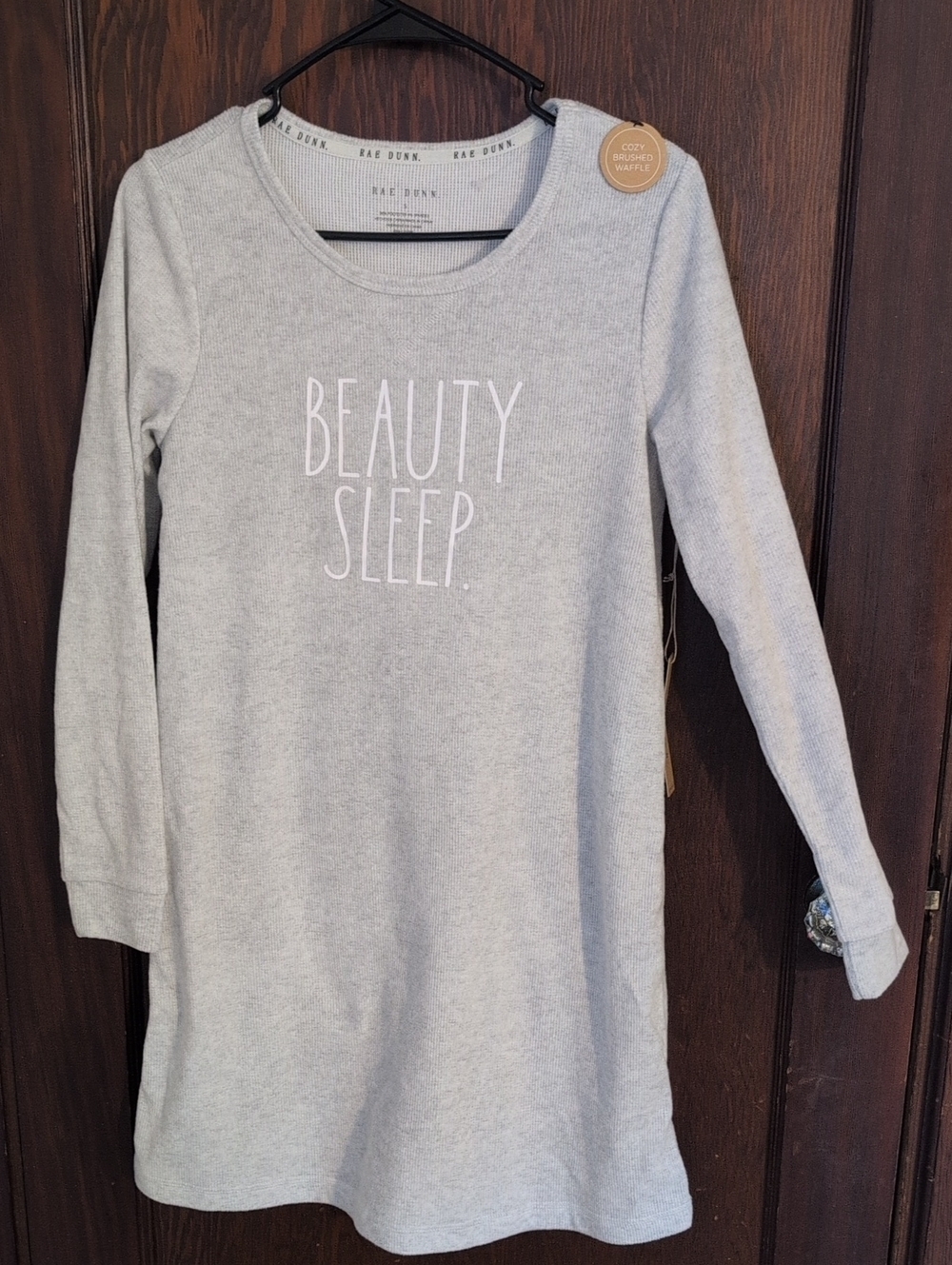 Rae Dunn Light Gray 'BEAUTY SLEEP.' Long Sleeve Nightshirt